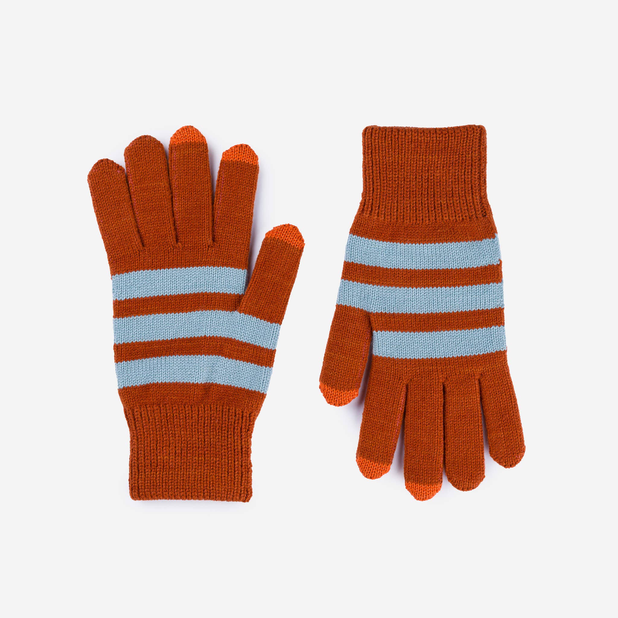 Stripe Touchscreen Gloves | Stone Blue Rust