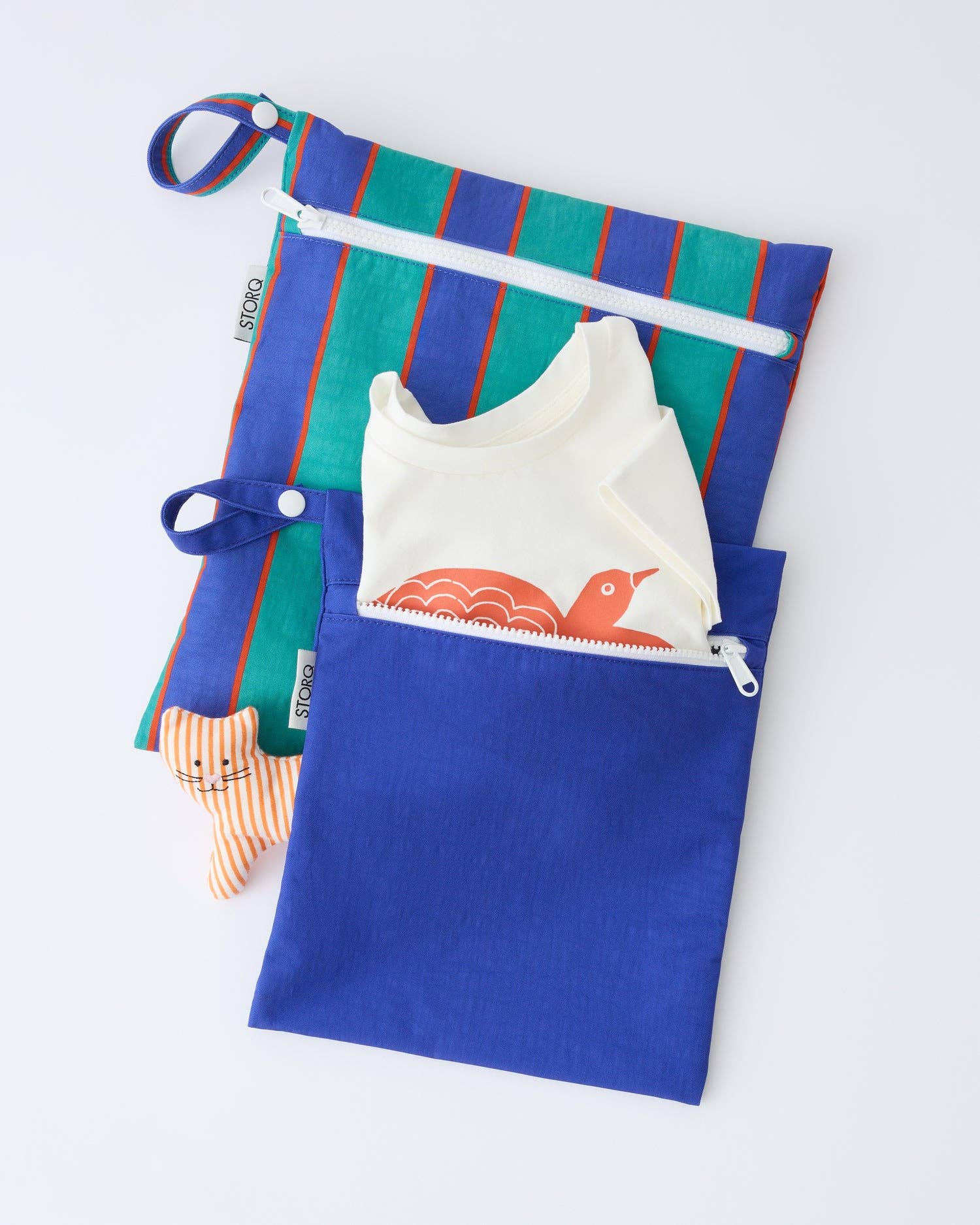 Wet/Dry Bag Set | Navy & Green Stripe
