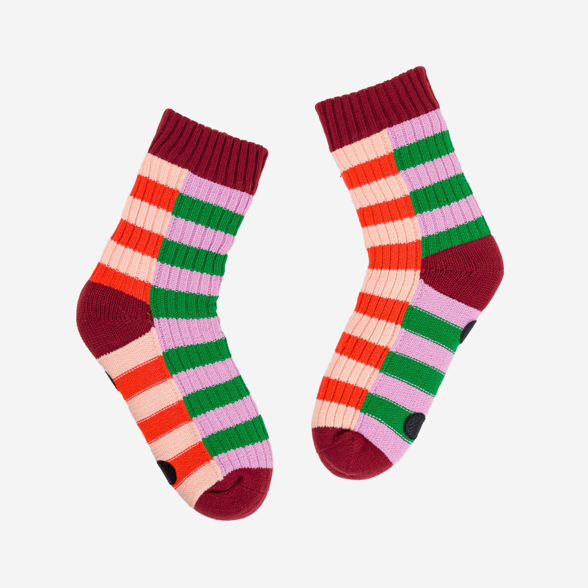 Super Stripe Knit House Socks: Kelly Lilac