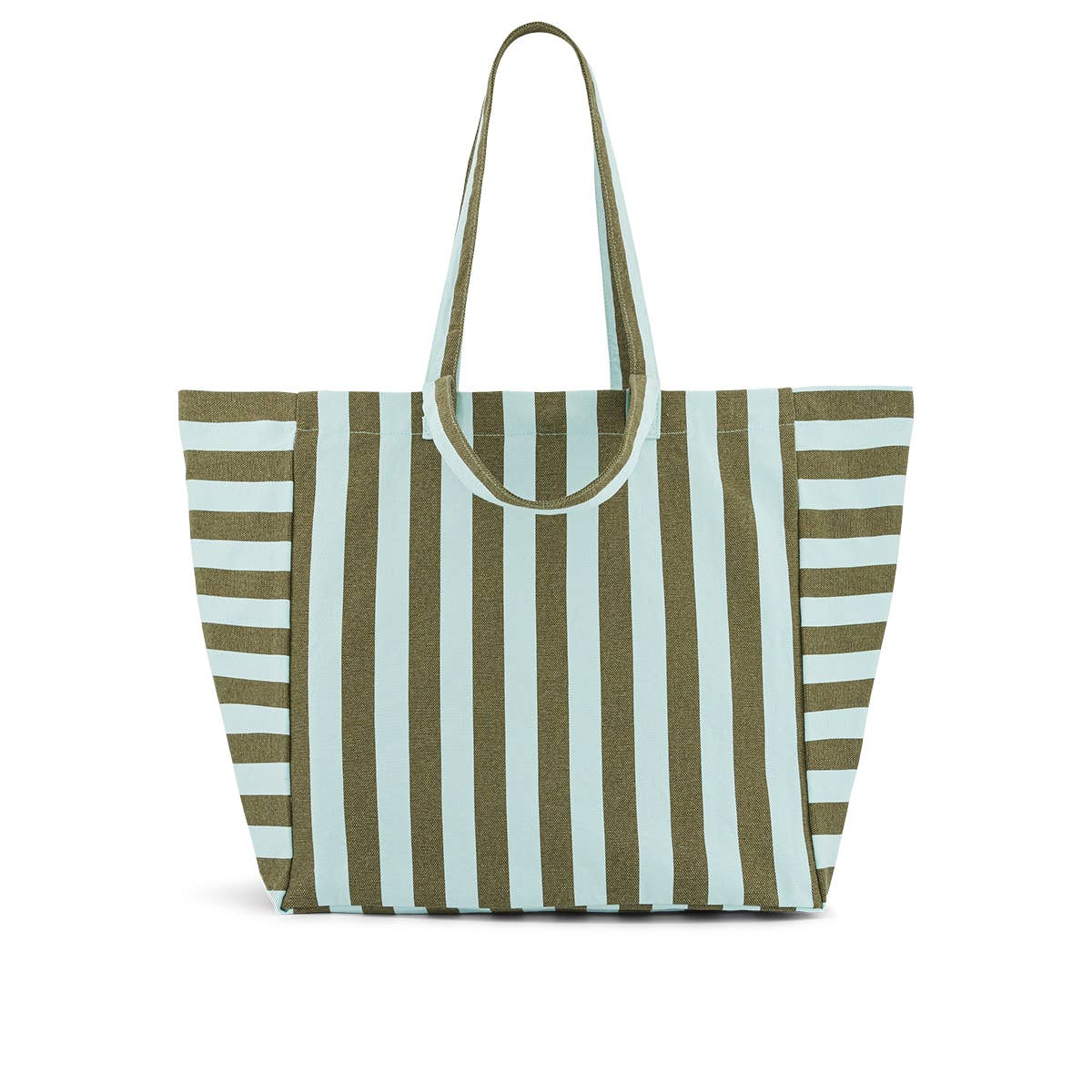 Elisa Tote Bag | Aqua & Olive Stripes