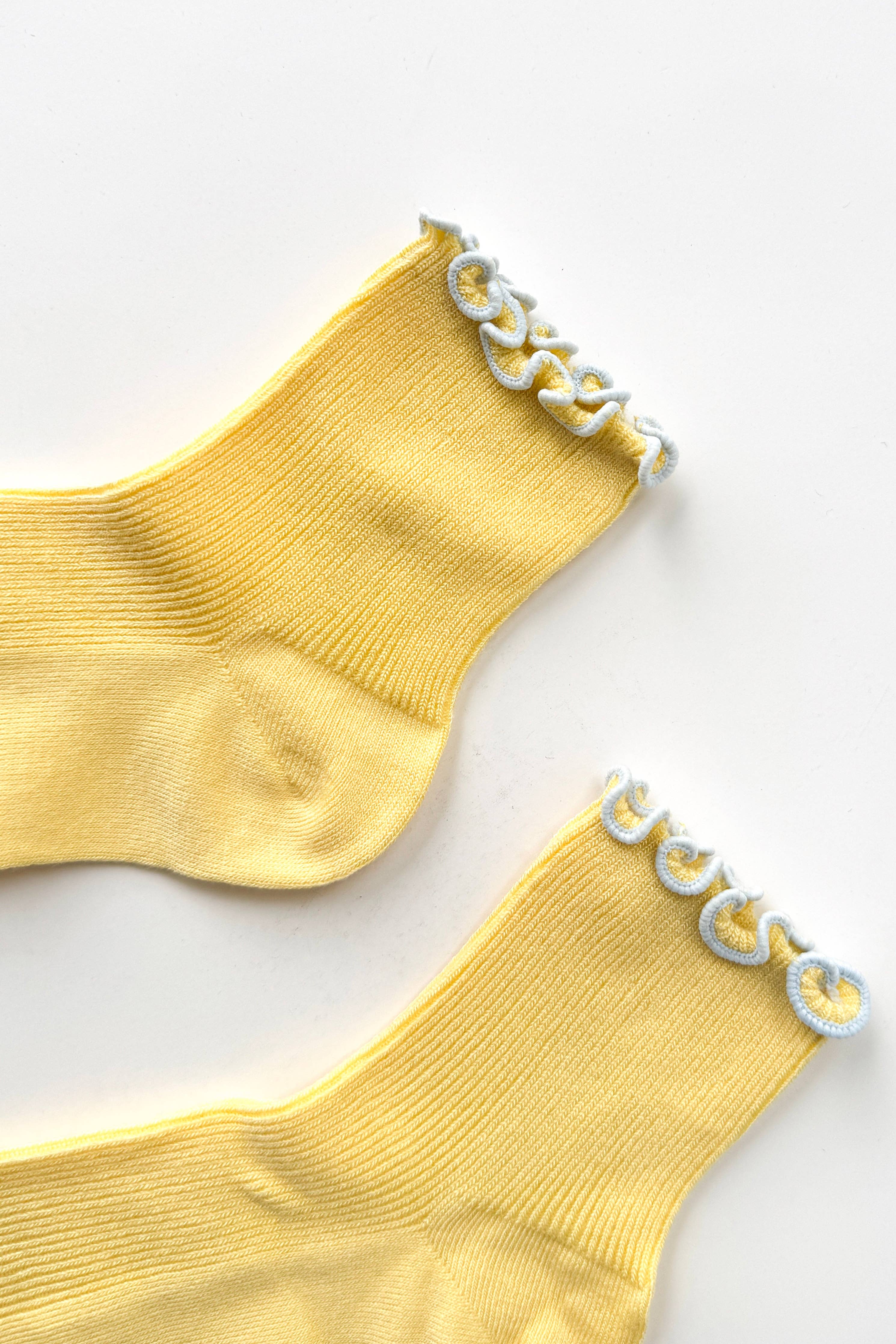 The Petite Ruffled Modal Socks | Baby Blue & Butter
