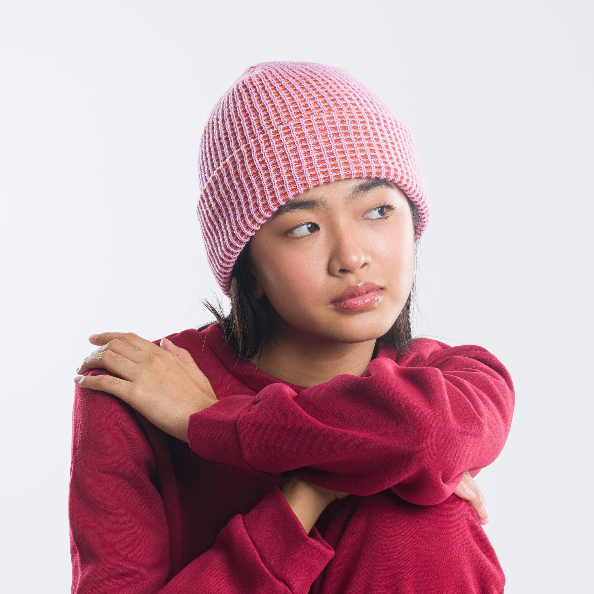 Simple Grid Knit Beanie | Lilac