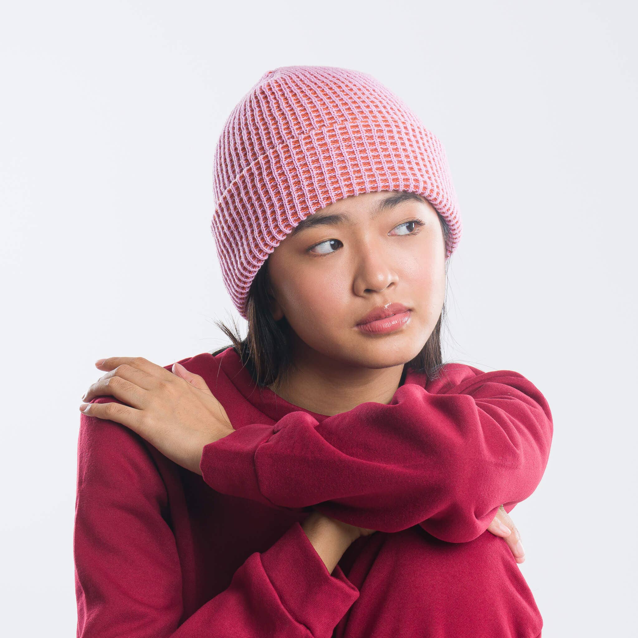 Simple Grid Knit Beanie: Lilac