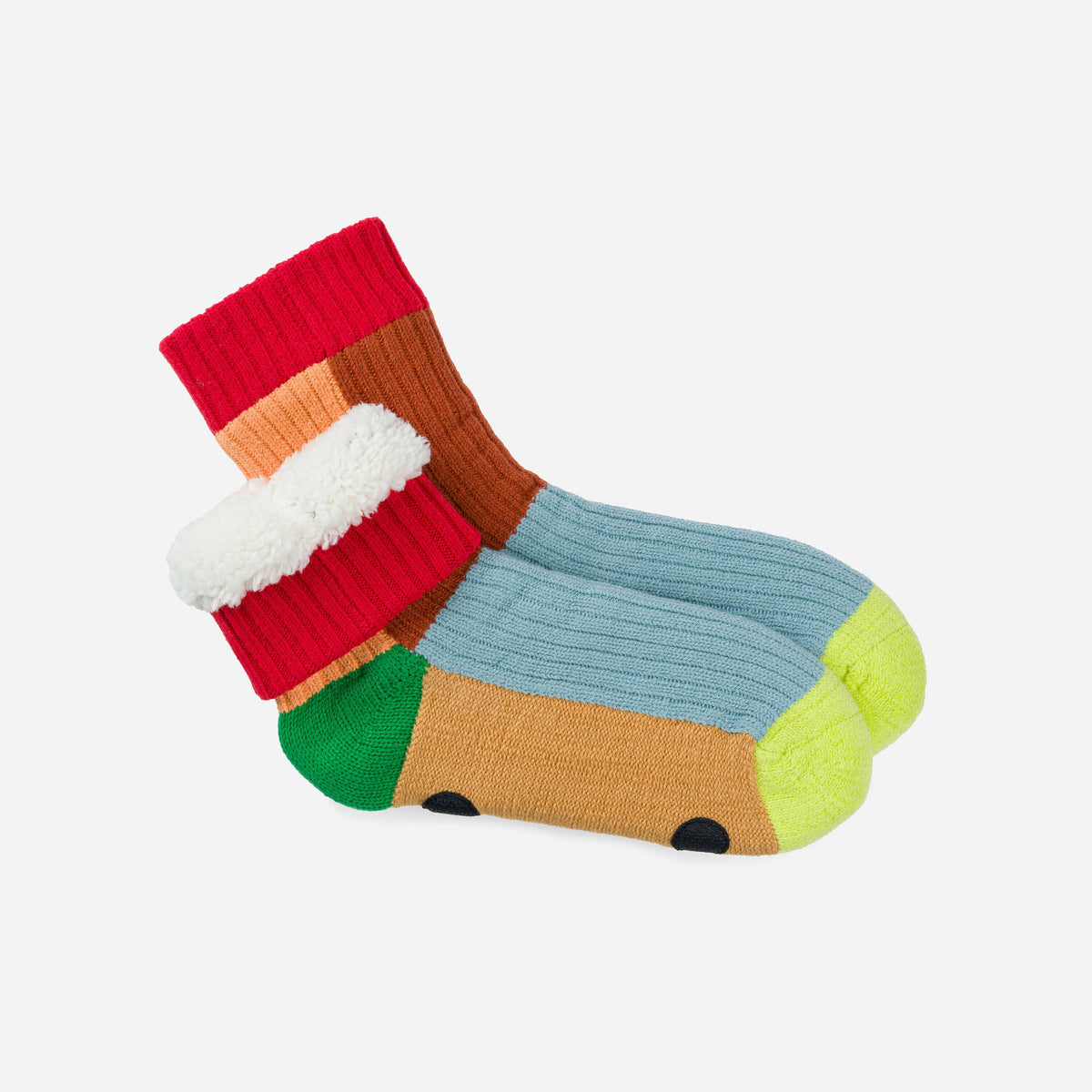 Kaleidoscope Knit House Socks | Stone Blue Rust