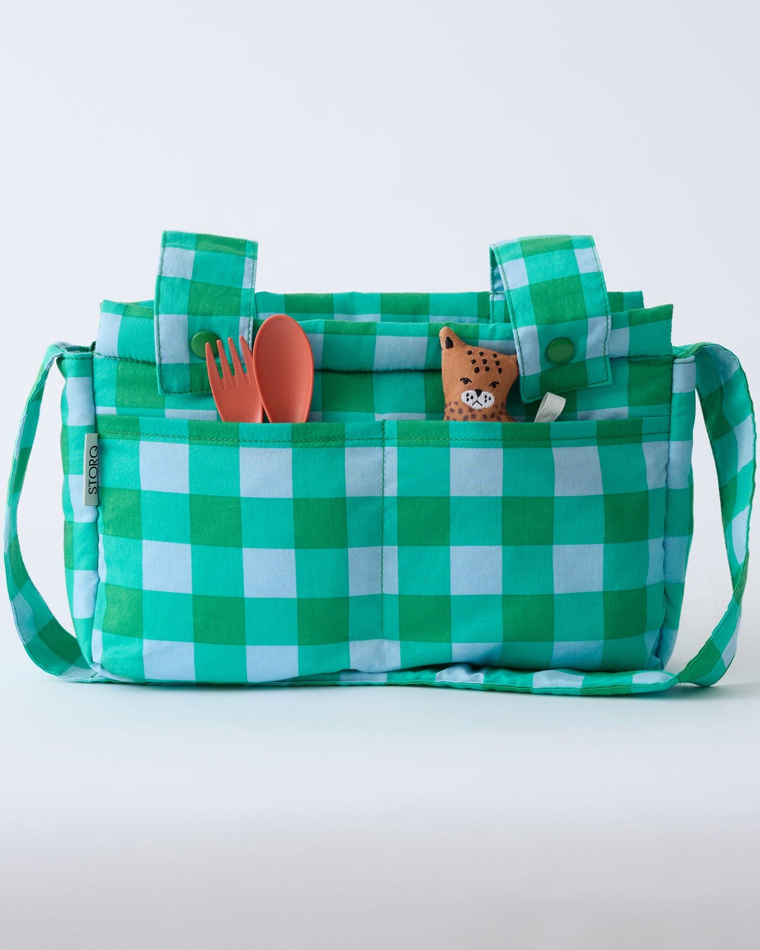 Stroller Party™ Caddy Bag | Teal Gingham