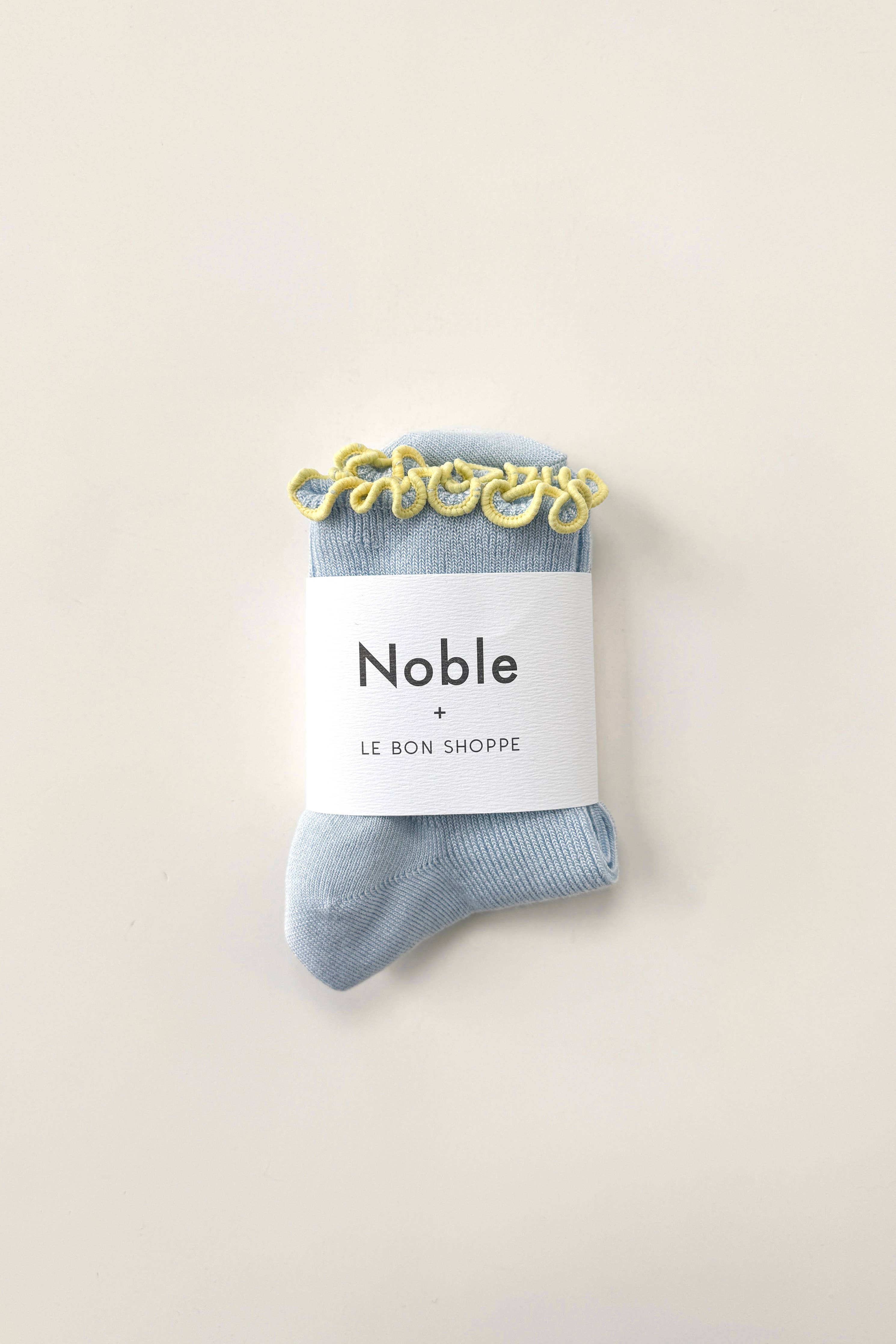 The Petite Ruffled Modal Socks | Baby Blue & Butter
