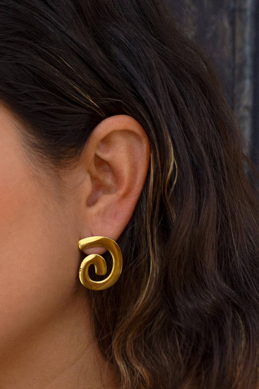 Caracol & Espiral Gold Stud Earrings