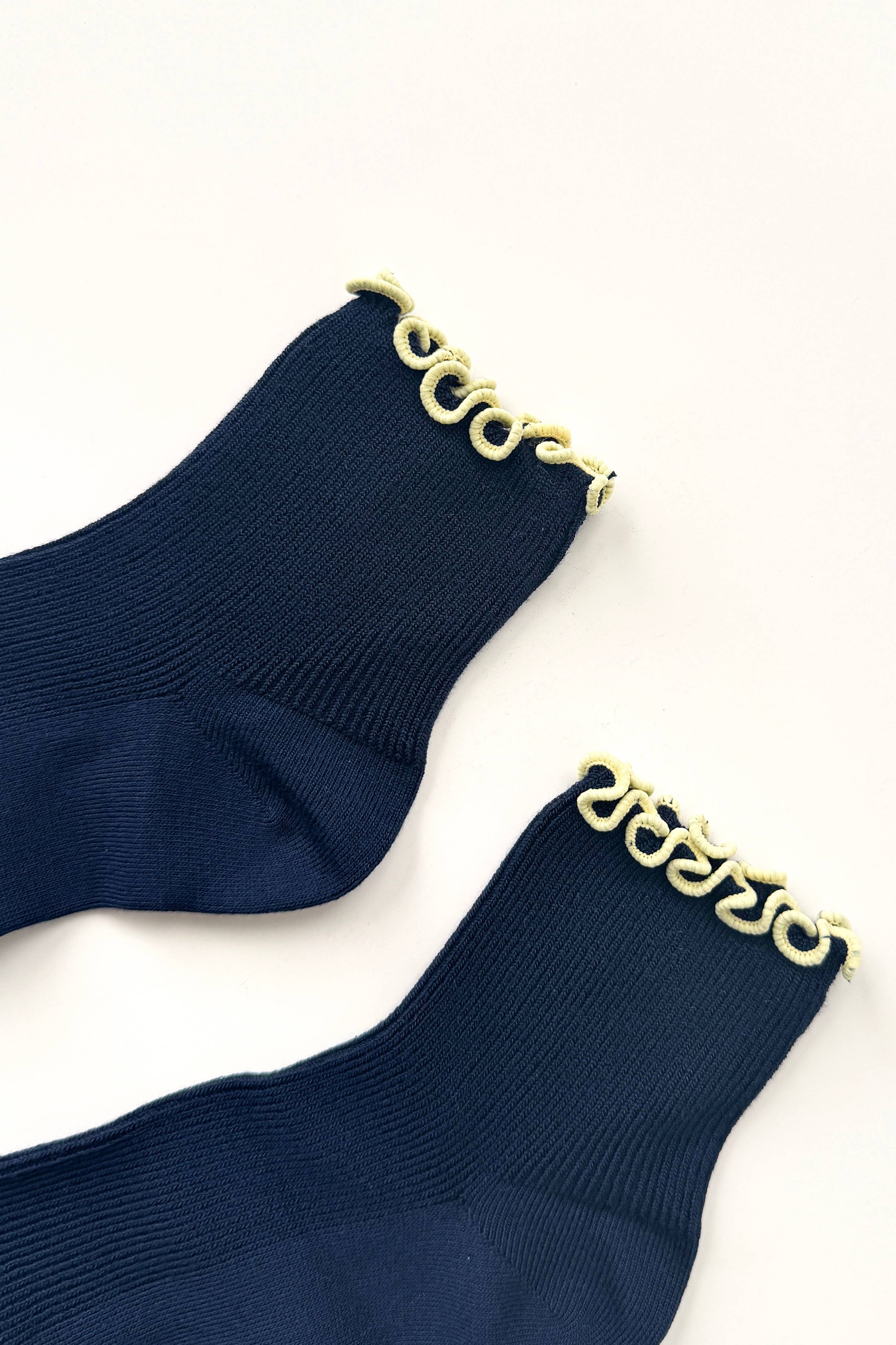 The Petite Ruffled Modal Socks | Baby Blue & Butter