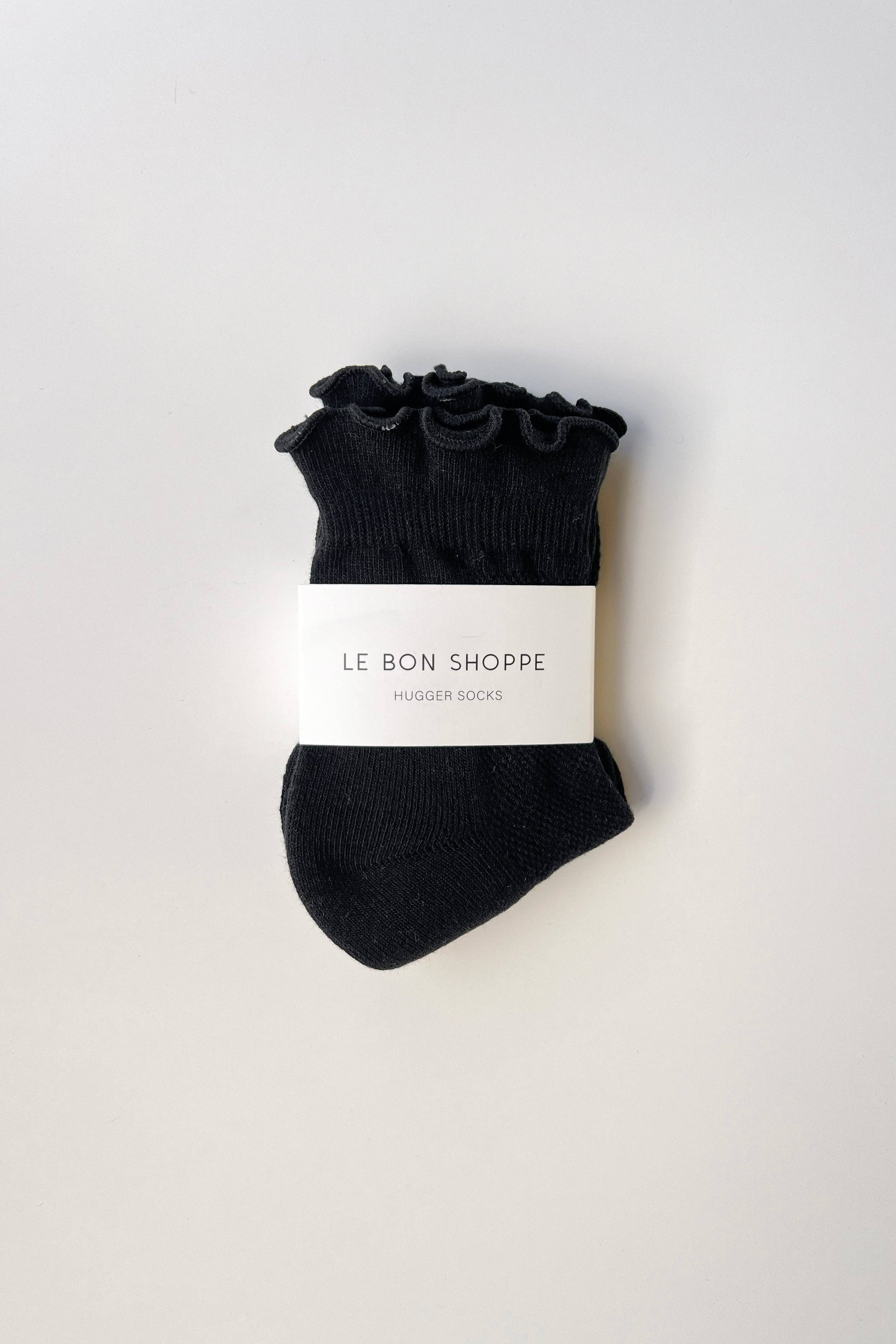 Ruffled Hugger Crew Socks | Black