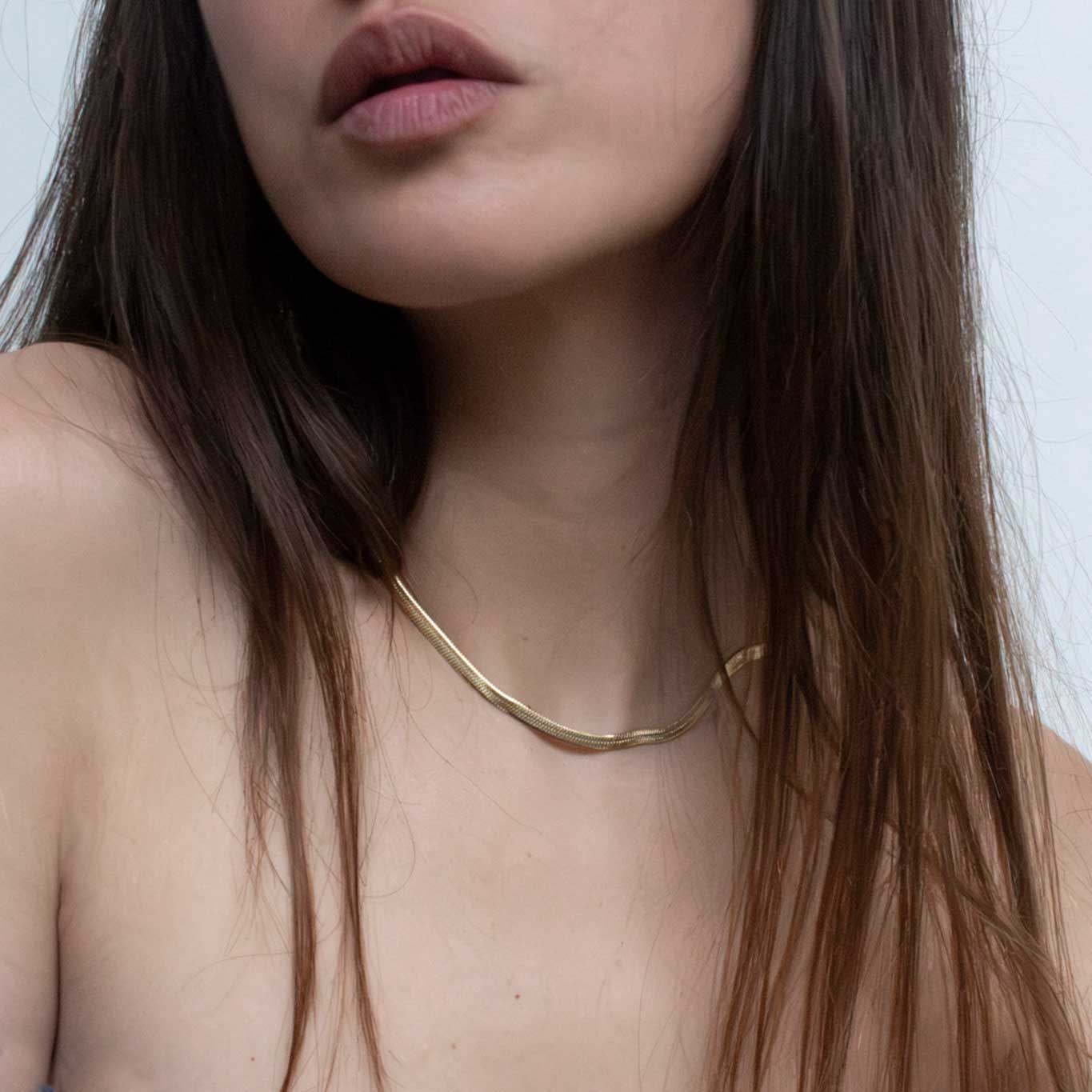 Herringbone Thin Snake Chain |  Gold