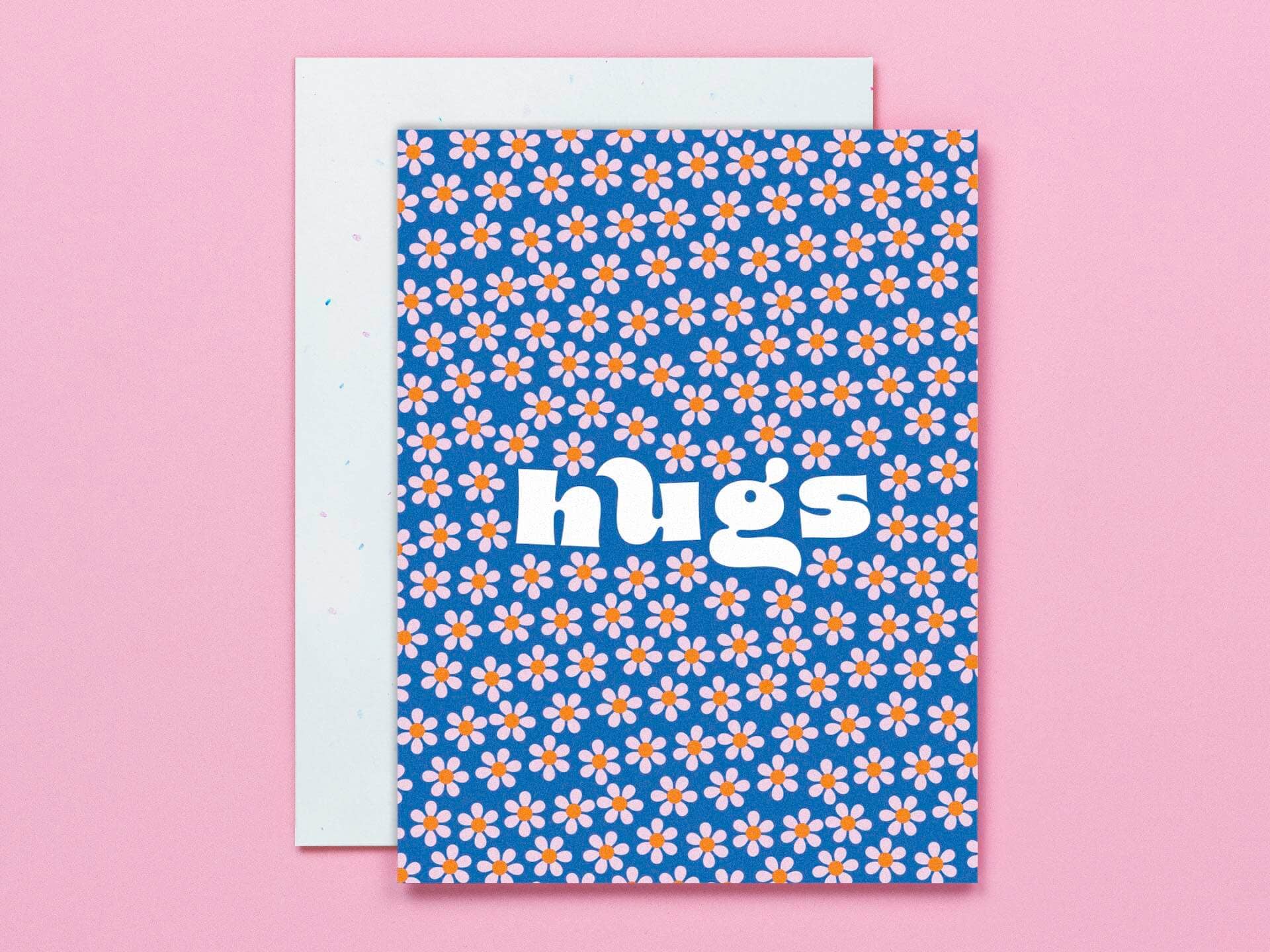 Retro Flower Pattern Hugs Encouragement Card