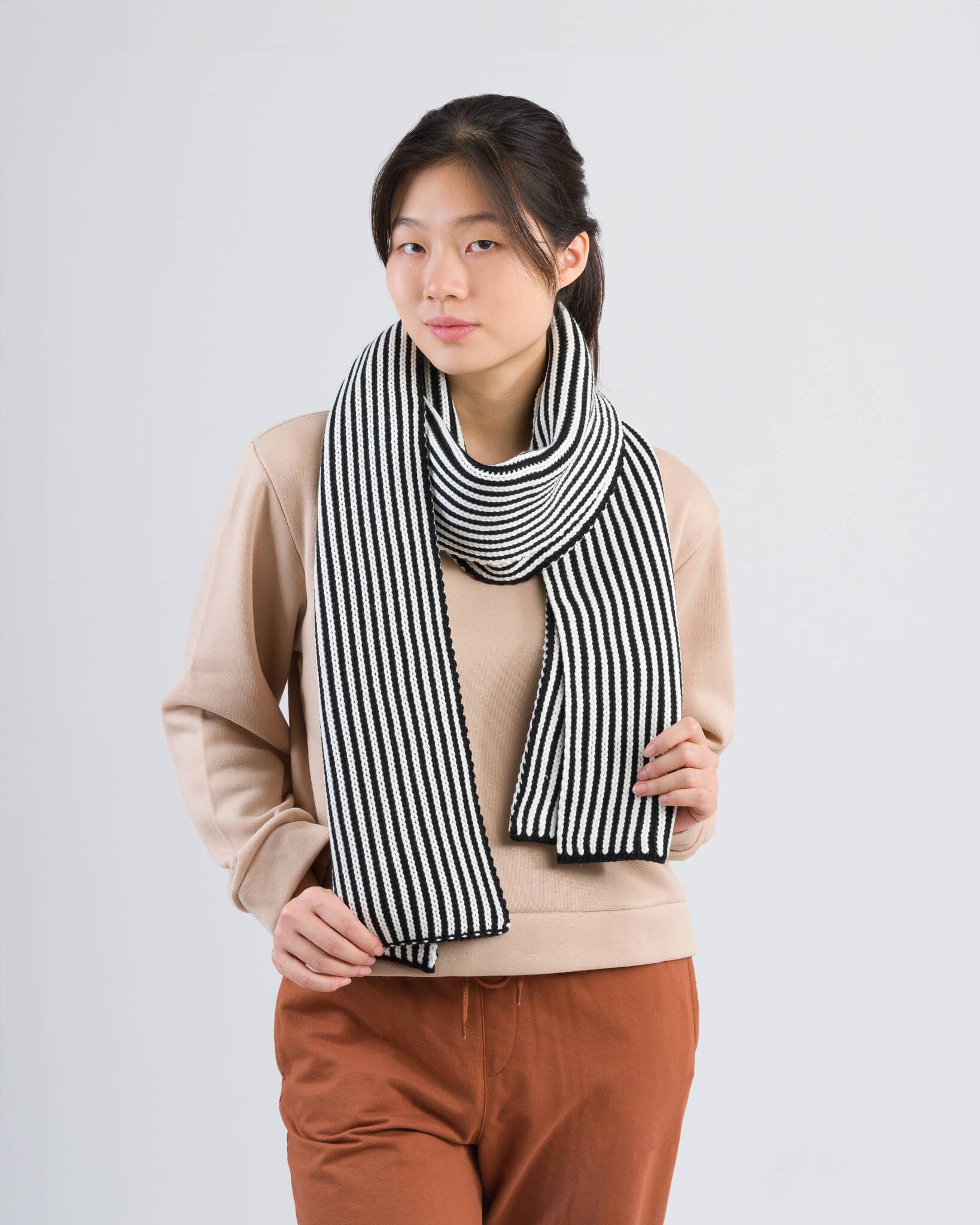 Pinstripe Big Scarf | Black White