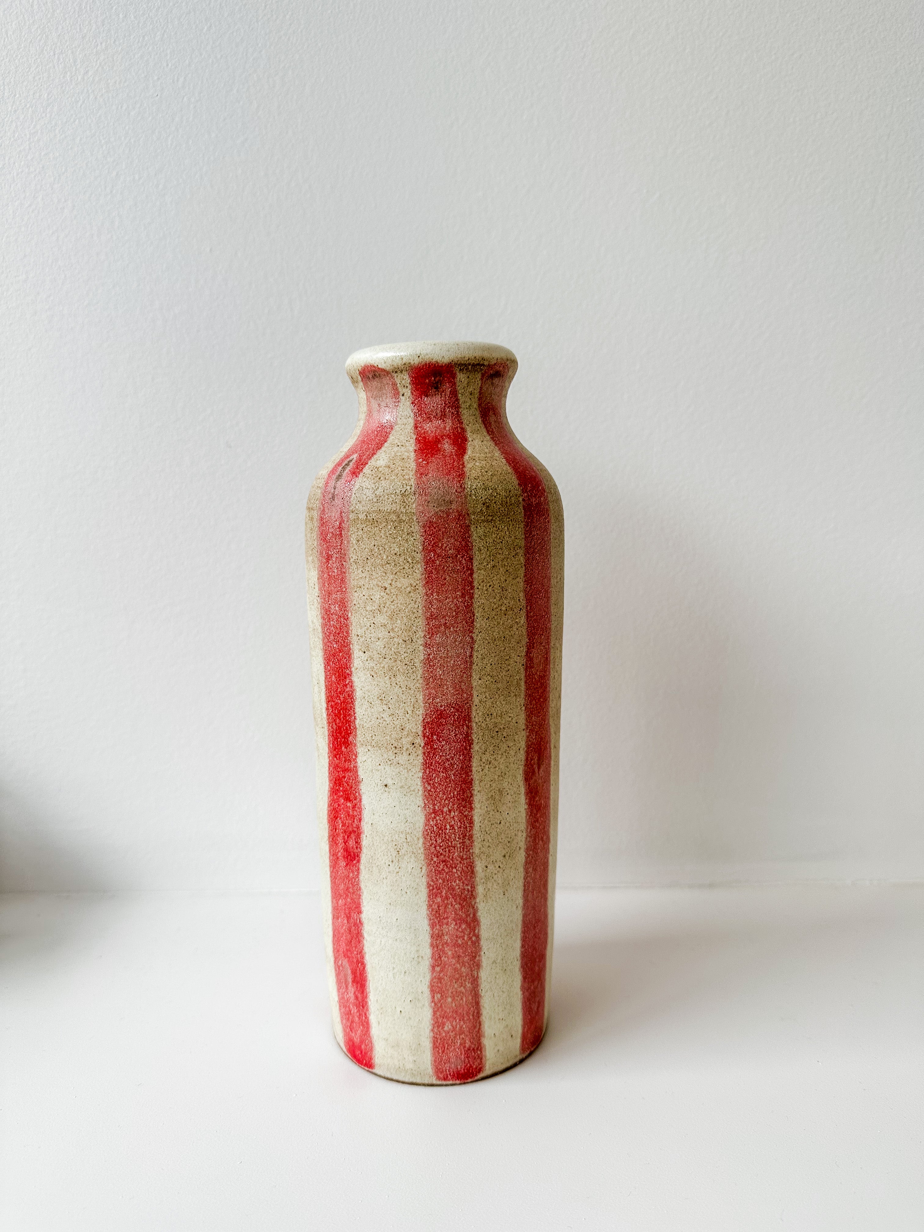 Tall Striped Red Vase
