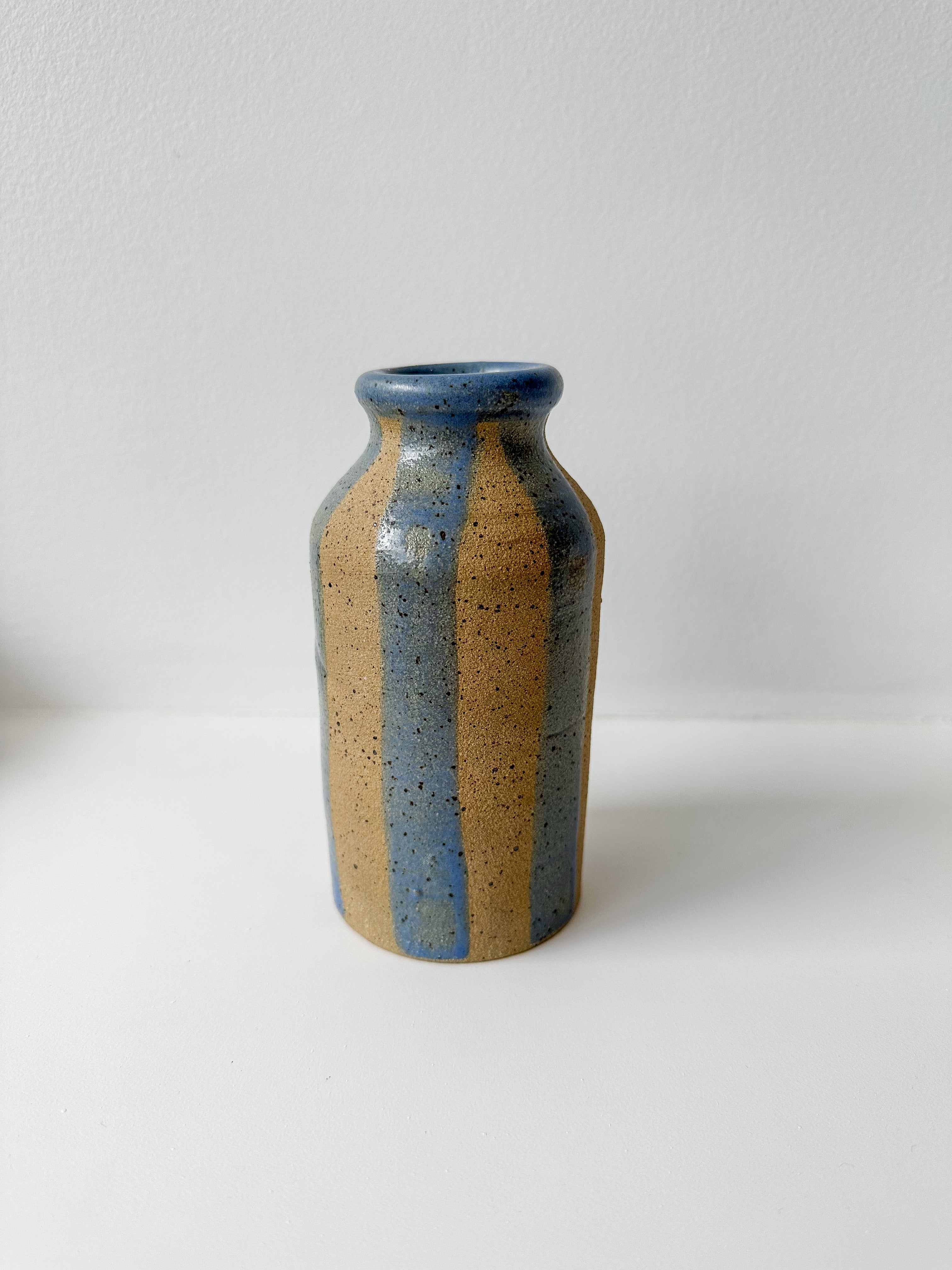 Stripe Speckled Blue Vase