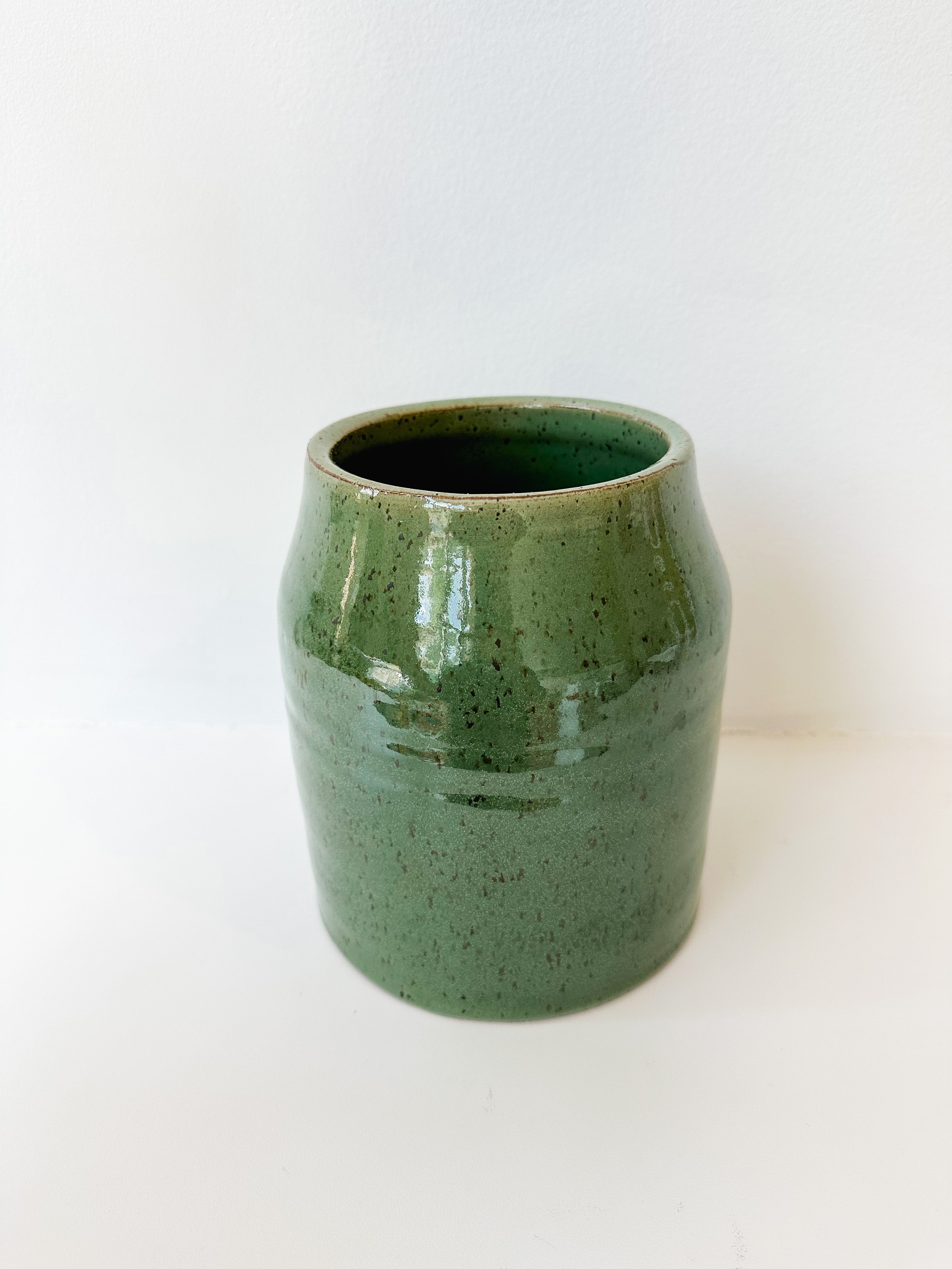Wide Mouth Green Vase