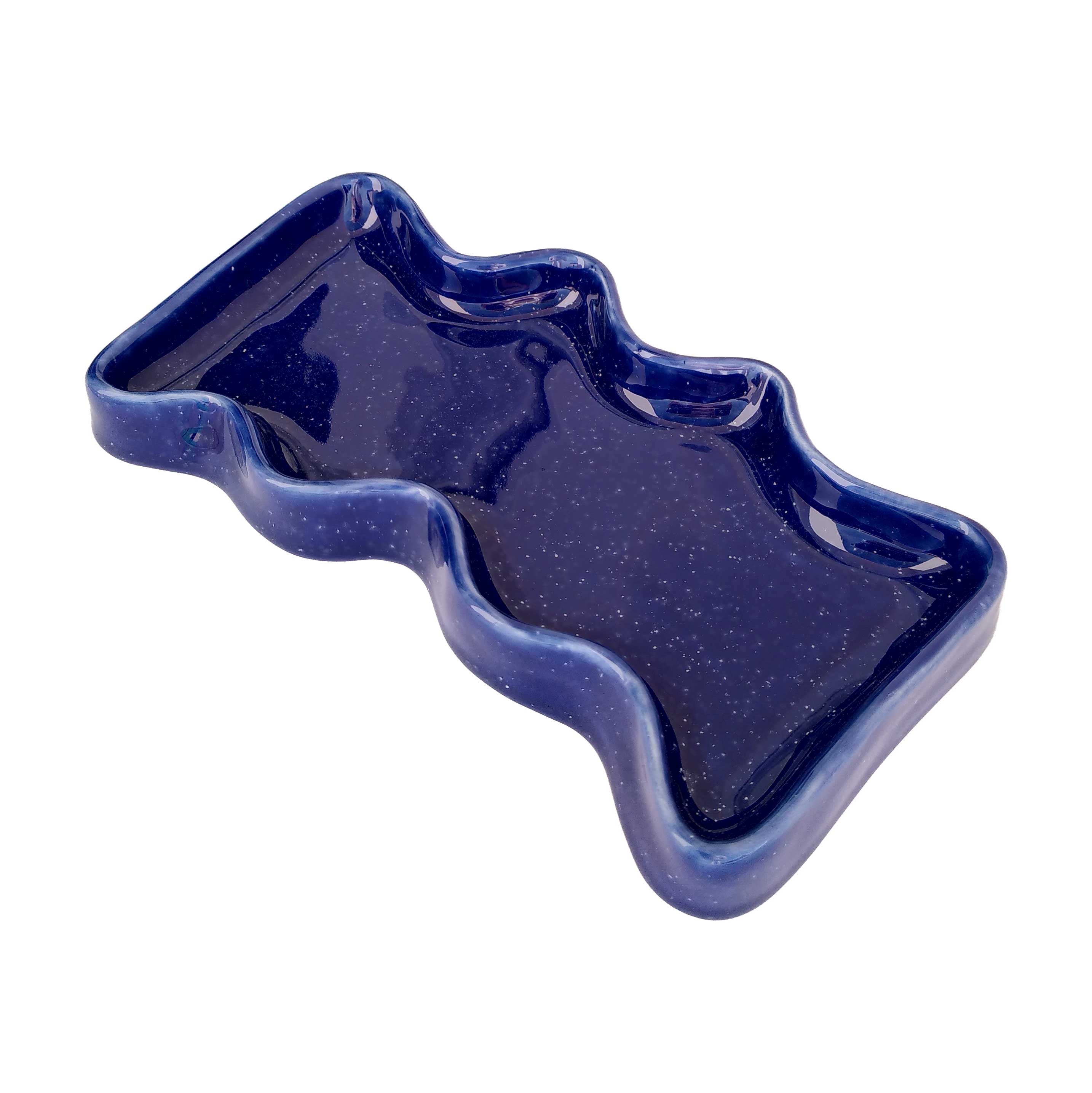 Ceramic Wave Tray - Rectangle Blue