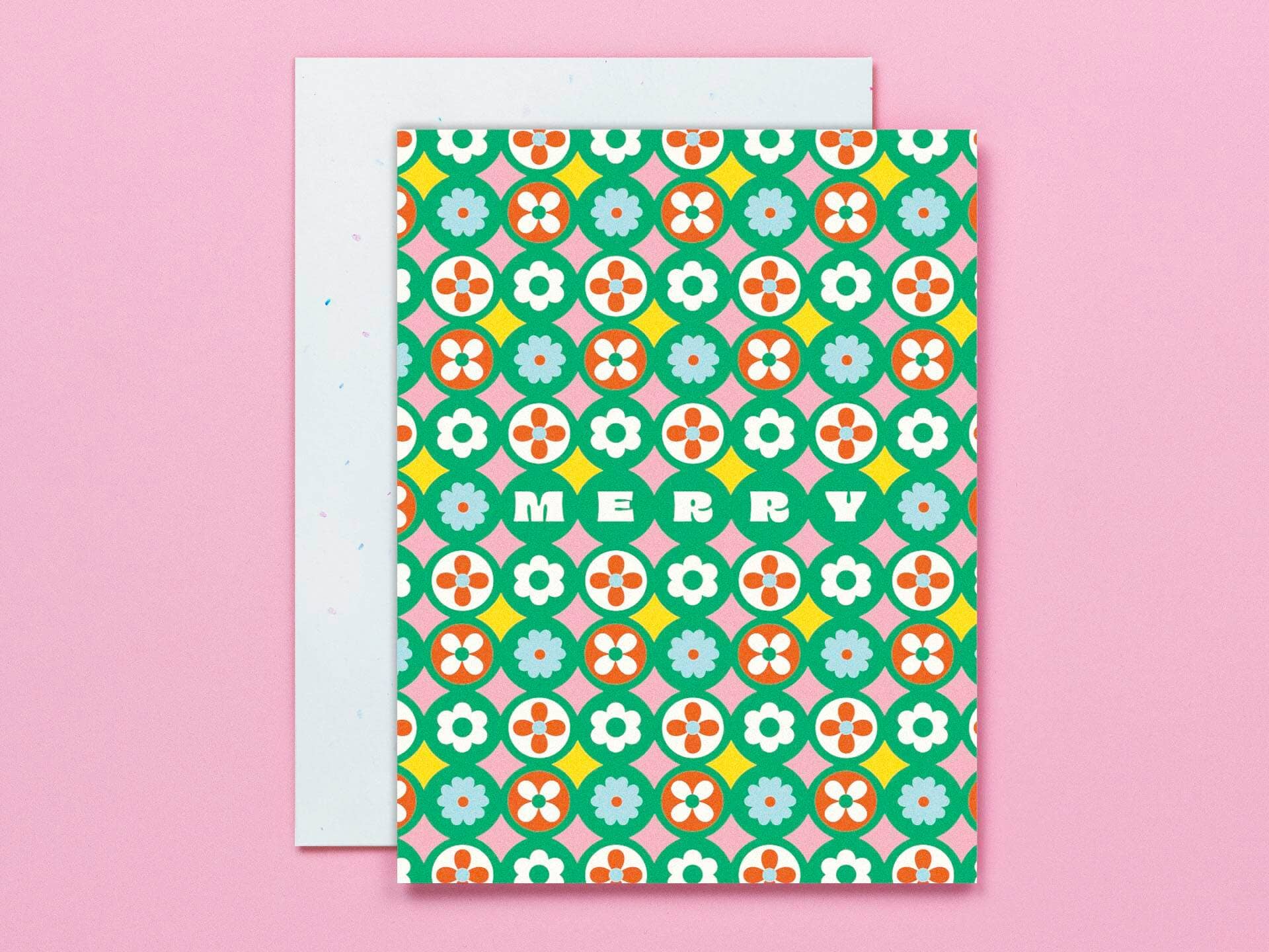 Razzle Dazzle Merry • Flower Pattern Holiday Card: Boxed Set of 8
